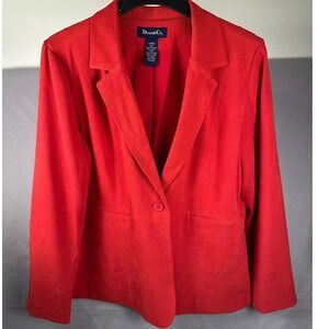 Denim & Co Women's Red Textured Blazer Jacket Size Large Casual Career